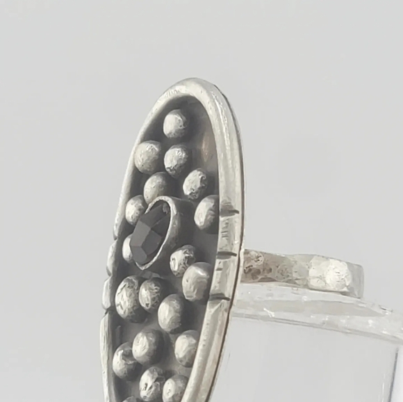 GARNET OVAL RING HANDMADE IN STERLING SILVER METAL YOUR SIZE - Picture 3 of 4